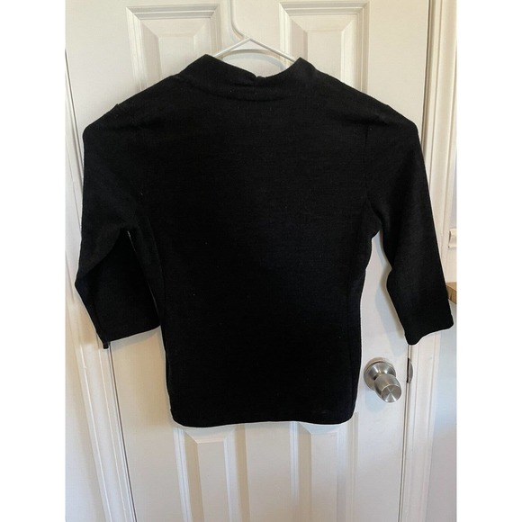 Victor Alfaro Womens XS Cowl V Neck Top Black 1/2 Sleeve Evening Blouse Shirt - Picture 2 of 7